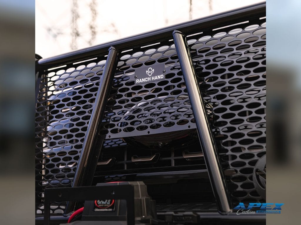 Close-up of Ranch Hand grille guard and front bumper on custom 2025 Ford F-350 King Ranch built by Apex Custom Innovations in Dallas, Texas