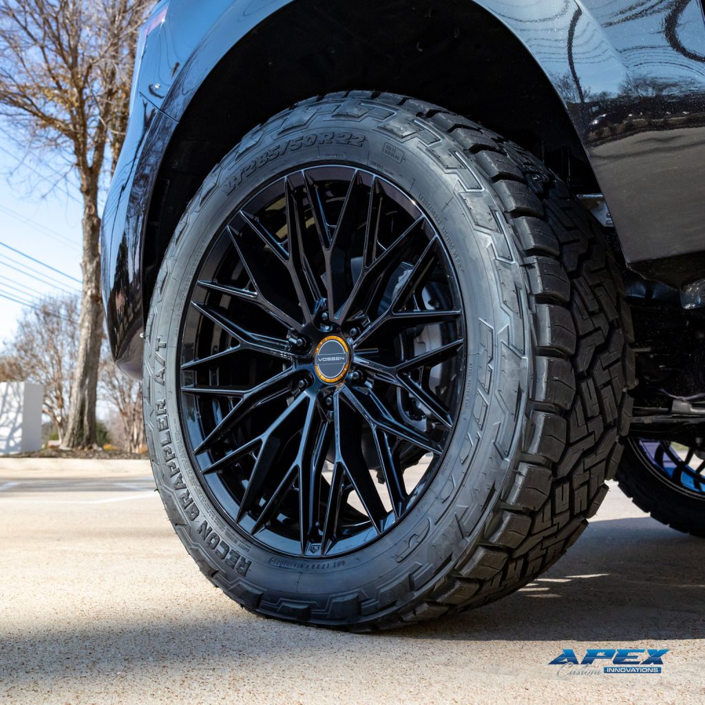 2026 Ford Expedition Tremor with ReadyLIFT 3-inch lift, Vossen HFX-6 wheels, and Nitto Ridge Grappler tires built by Apex Custom Innovations in Dallas Texas